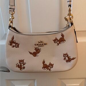 Coach Cream Bag with Cat Embroidery